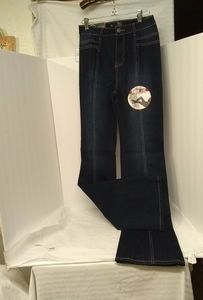 Bbj Womens Pants Distressed RAYONLUXE Skinny Blue Jeans Size 3/26 33.5"ins Bells
